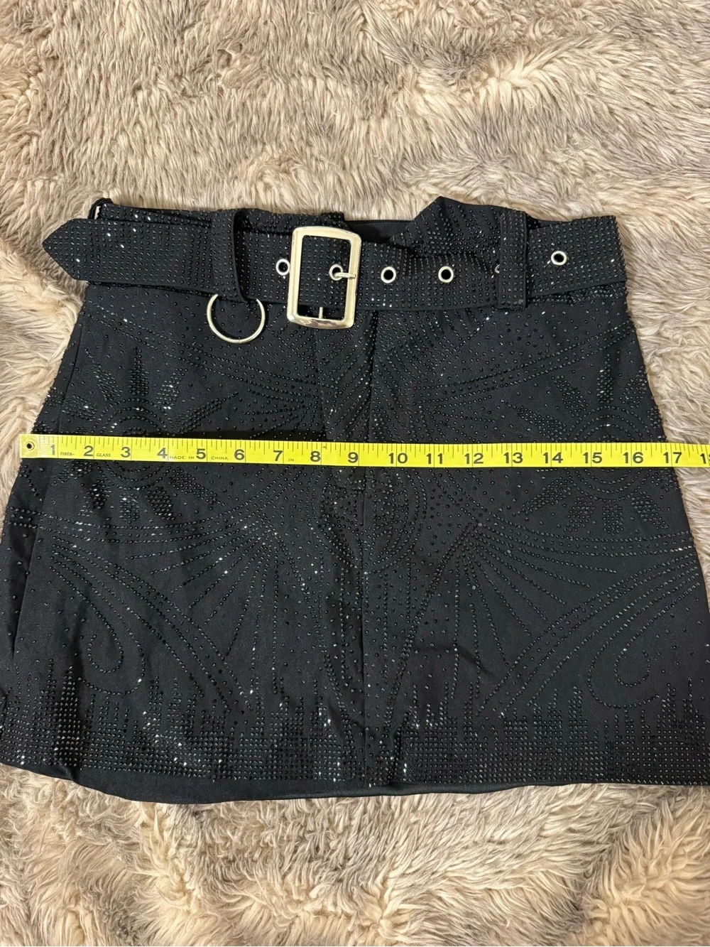 Trendy & Tipsy Black Rhinestone Mini Skirt